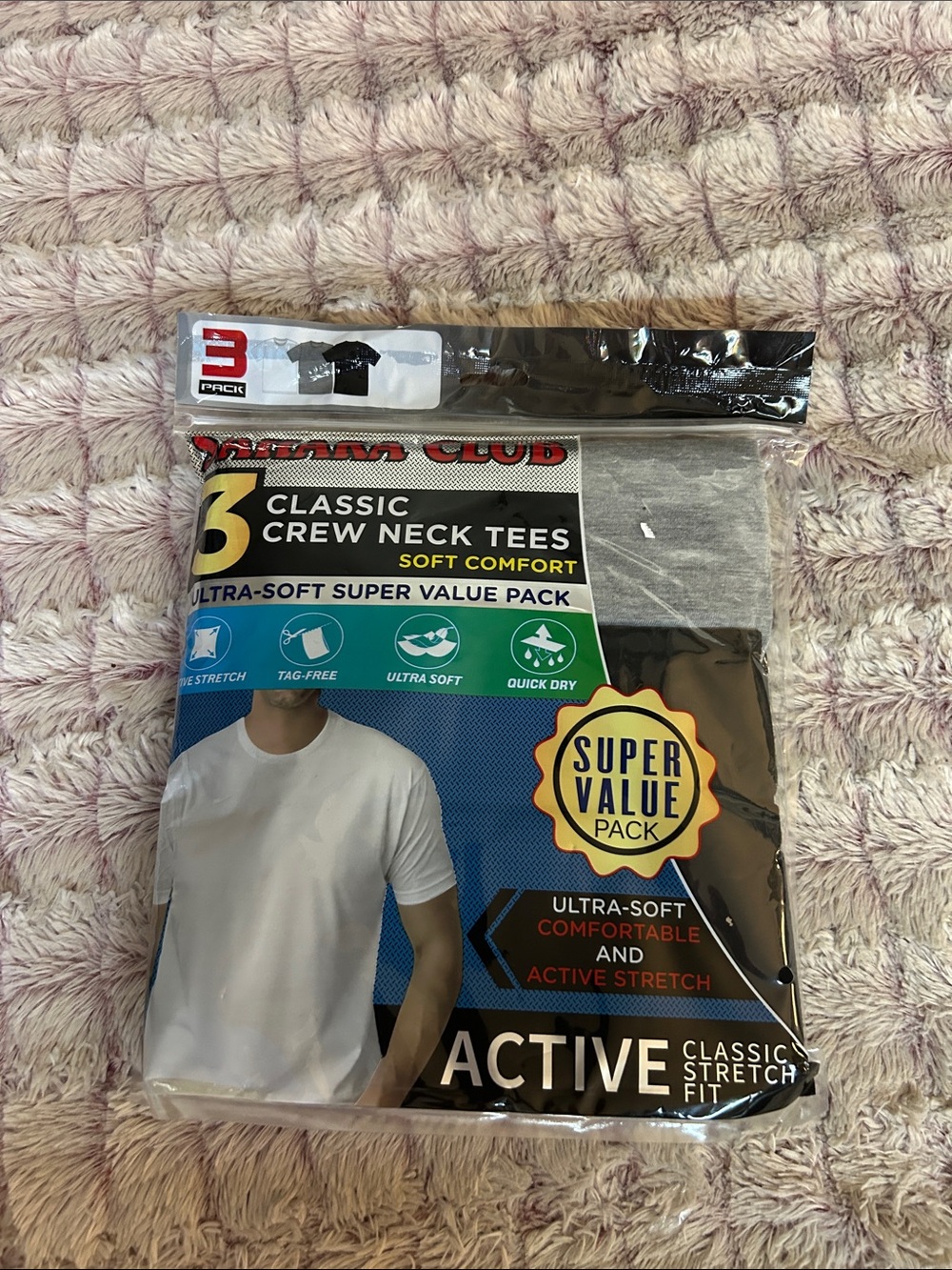 Sahara Club 3-Pack Classic Crew Neck Tees - White , Gray & Black  size large